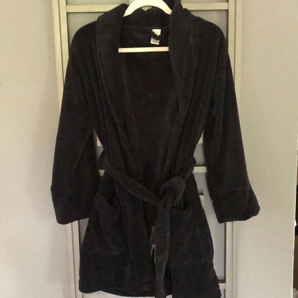 PINK Victorias Secret Black, plush and sequins short robe.XS - Picture 3 of 5